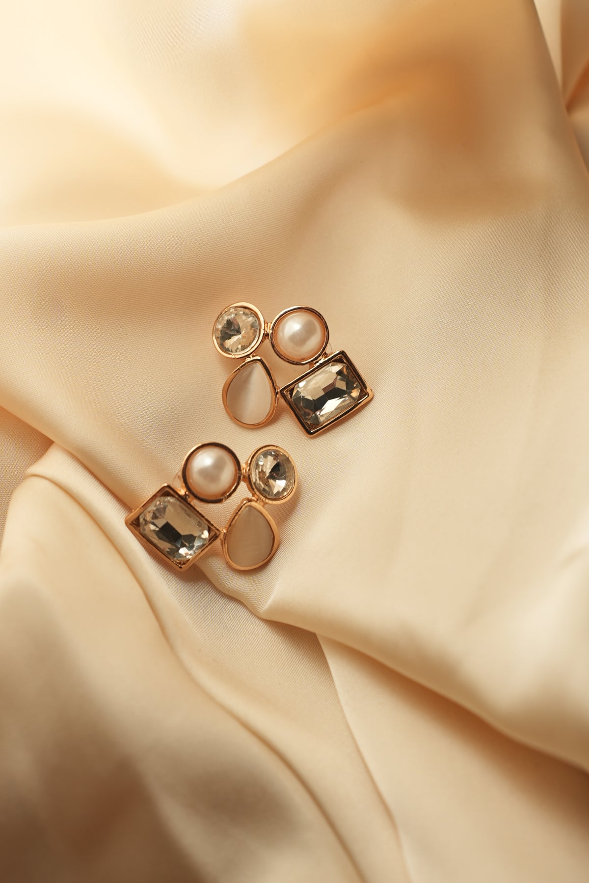 White Cluster Earrings
