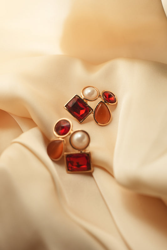 Red Cluster Earrings